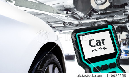 Car OBD2 Diagnostic Tool in Workshop Car OBD2 Diagnostic Tool in Workshop 140026368