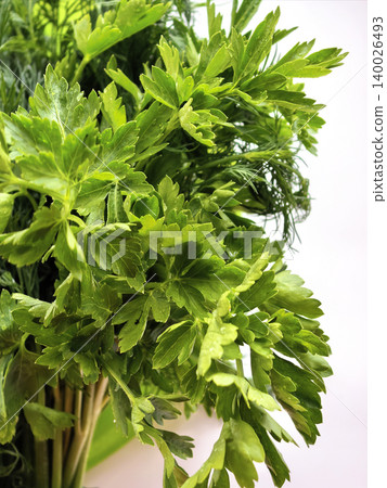 Fresh Parsley Leaves Bundle On Light Background 140026493