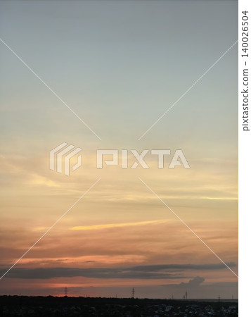Soft Pastel Sunset Sky Above Quiet Horizon Soft Pastel Sunset Sky Above Quiet Horizon 140026504