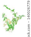 Watercolor illustration of honeysuckle (Lonicera japonica) 140026779
