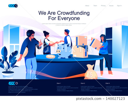 We are Crowdfunding for everyone isometric landing page. Crowdfunding platform for money donation isometry website page. Sponsors investing web concept, vector illustration with people characters. We are Crowdfunding for everyone isometric landing page. Crowdfunding platform for money donation isometry website page. Sponsors investing web concept, vector illustration with people characters. 140027123