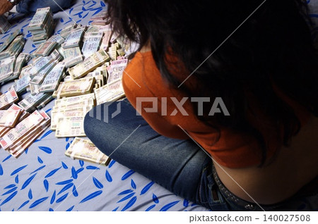 Indian Currency on the table Indian Currency on the table 140027508