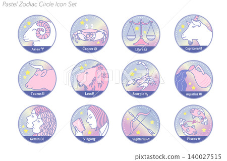 Pastel-colored constellation icon set Pastel-colored constellation icon set 140027515