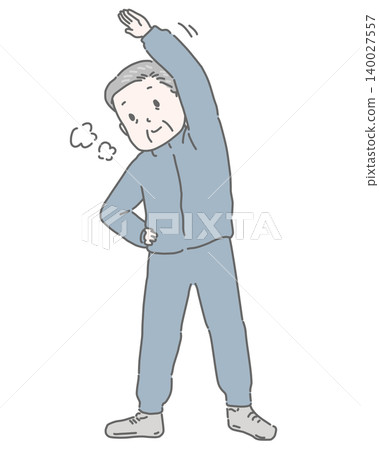 Grandfather doing gymnastics Grandfather doing gymnastics 140027557