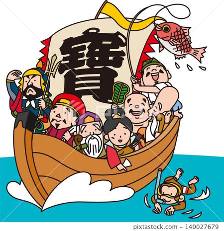 Treasure ship, Seven Lucky Gods, and the Year of the Monkey Treasure ship, Seven Lucky Gods, and the Year of the Monkey 140027679