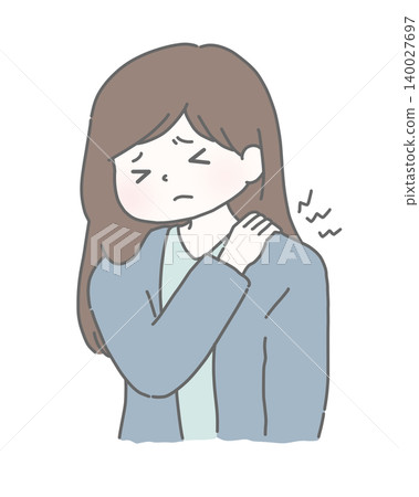 A woman suffering from stiff shoulders A woman suffering from stiff shoulders 140027697