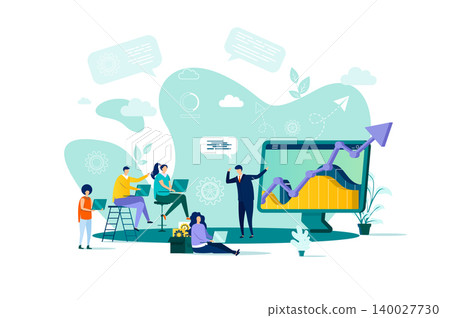 Business training concept in flat style. Business training concept in flat style. 140027730
