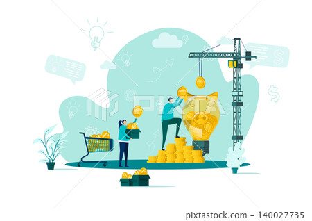 Crowdfunding concept in flat style. 140027735