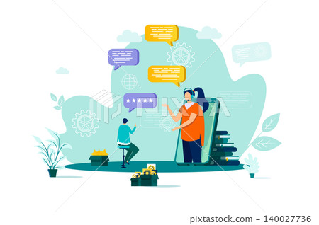 Customer support concept in flat style. Customer support concept in flat style. 140027736