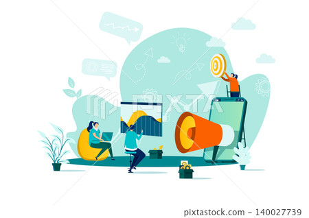 Digital marketing concept in flat style. Digital marketing concept in flat style. 140027739