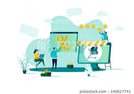 Discount of goods concept in flat style. Discount of goods concept in flat style. 140027741