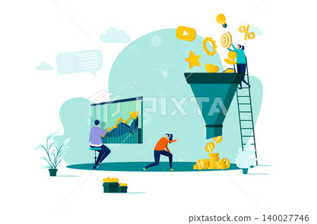 Marketing funnel concept in flat style. 140027746