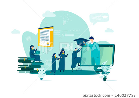 Online education concept in flat style. Online education concept in flat style. 140027752