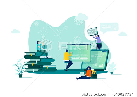 Online studying concept in flat style. 140027754