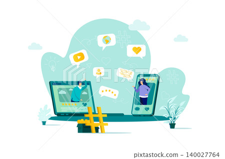 Social network concept in flat style. Social network concept in flat style. 140027764