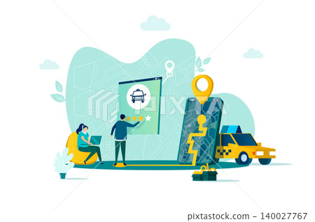 Taxi service concept in flat style. 140027767
