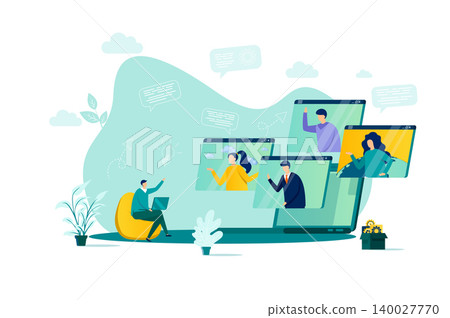 Video conference concept in flat style. Video conference concept in flat style. 140027770