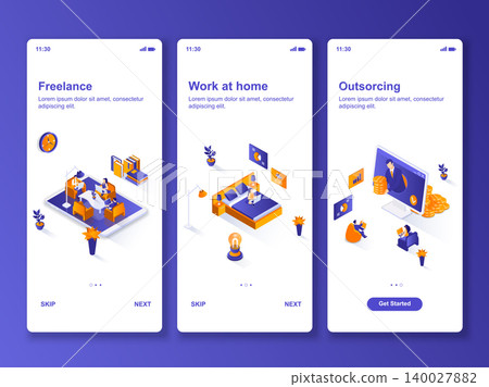 Work at home isometric GUI design kit. Work at home isometric GUI design kit. 140027882