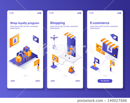 Online shopping isometric GUI design kit. Online shopping isometric GUI design kit. 140027886