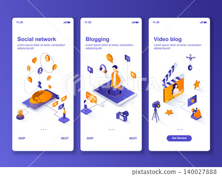 Social network isometric GUI design kit. Social network isometric GUI design kit. 140027888