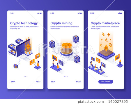 Crypto technology isometric GUI design kit. Crypto technology isometric GUI design kit. 140027895