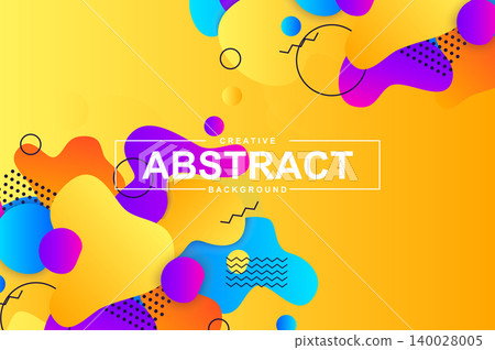 Unique design with dynamic liquid shapes. Colorful fluid style background for landing page, web banner, wallpaper. Bright composition with gradients, wavy pattern with header vector Illustration. 140028005