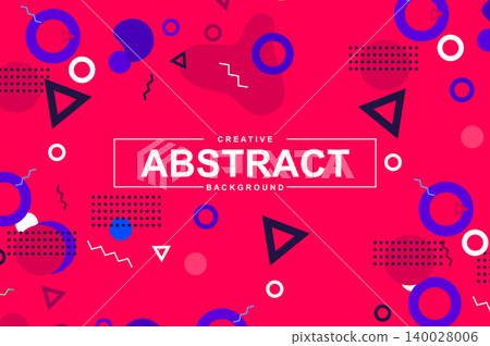 Abstract design with geometric shapes in memphis style. Colorful creative background for landing page, web banner or wallpaper. Minimal composition, flat backdrop with header vector Illustration. 140028006
