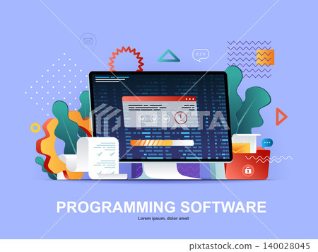 Programming software flat concept with gradients. Programming software flat concept with gradients. 140028045