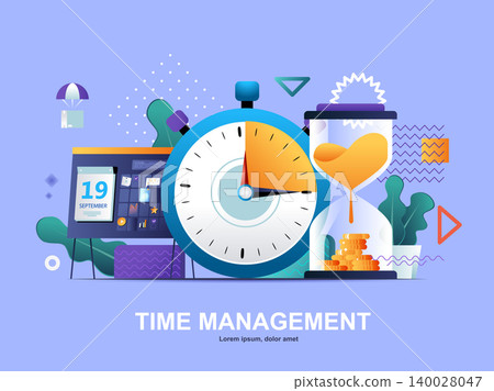 Time management flat concept with gradients. 140028047