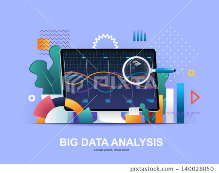Big data analysis flat concept with gradients. Big data analysis flat concept with gradients. 140028050