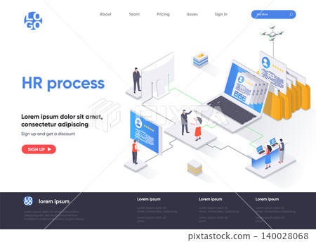 HR process isometric landing page. Human resource management and staff headhunting isometry concept. Study CV of candidates in recruiting agency web page. Vector illustration with people characters. HR process isometric landing page. Human resource management and staff headhunting isometry concept. Study CV of candidates in recruiting agency web page. Vector illustration with people characters. 140028068