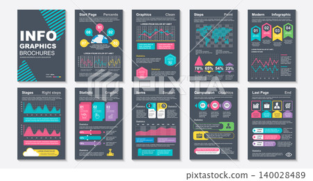 Infographic brochures data visualization vector design template. Can be used for info graphic, resume and cv, web, print, magazine, poster, flyer, brochure, annual report, marketing, advertising. 140028489