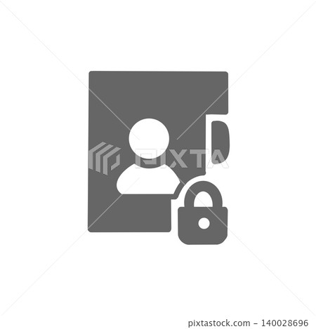Icons representing personal information protection, featuring a key and a silhouette of a person to represent privacy. Icons representing personal information protection, featuring a key and a silhouette of a person to represent privacy. 140028696
