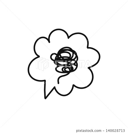 A speech bubble illustration depicting a confused state of mind, with a white background, representing a state of mental paralysis or worry. A speech bubble illustration depicting a confused state of mind, with a white background, representing a state of mental paralysis or worry. 140028713