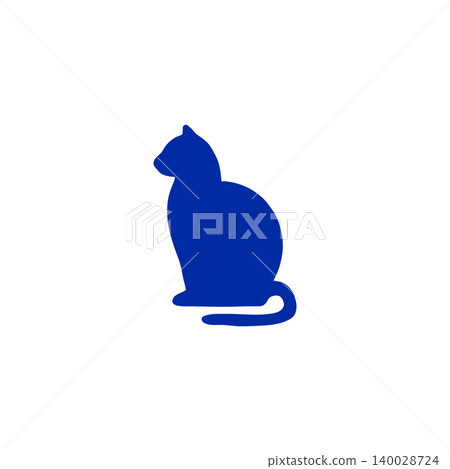 Blue cat silhouette illustration - simple and versatile icon material - white background 140028724