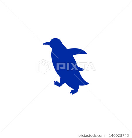 Blue silhouette illustration of a walking penguin on a white background - animal material Blue silhouette illustration of a walking penguin on a white background - animal material 140028743