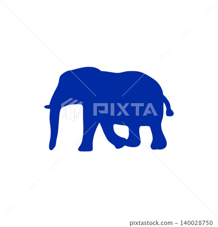 Blue elephant silhouette illustration, white background, simple design Blue elephant silhouette illustration, white background, simple design 140028750