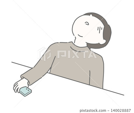 一名男子絕望地向後靠去,手裡拿著他的智慧型手機。 一名男子絕望地向後靠去,手裡拿著他的智慧型手機。 140028887