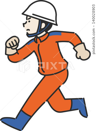 奔跑的消防員插圖 140028903