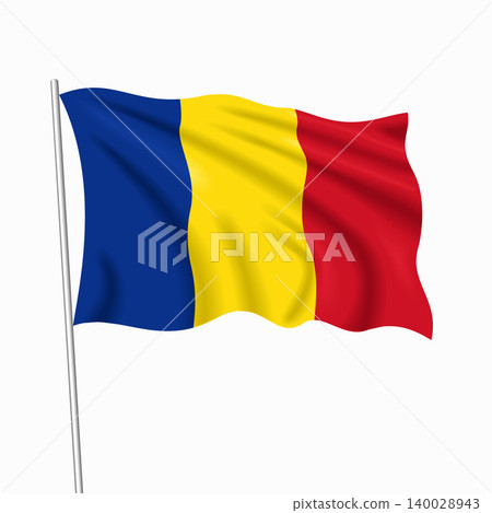 Romanian waving national flag, design for national holidays. Vector illustration. Romanian waving national flag, design for national holidays. Vector illustration. 140028943