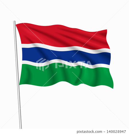 Gambian waving national flag, design for national holidays. Vector illustration. Gambian waving national flag, design for national holidays. Vector illustration. 140028947