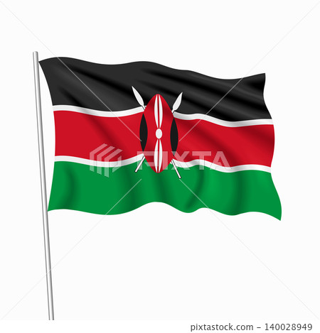 Kenyan waving national flag, design for national holidays. Vector illustration. Kenyan waving national flag, design for national holidays. Vector illustration. 140028949