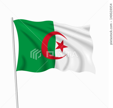 Algerian waving national flag, design for national holidays. Vector illustration. Algerian waving national flag, design for national holidays. Vector illustration. 140028954