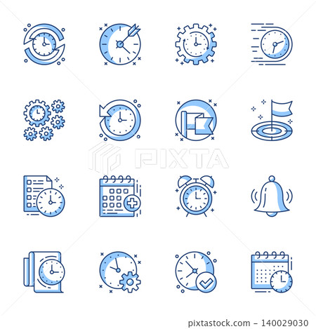 Time and project management linear icons set. Calendar, bell, alarm contour symbols isolated pack. Planning and scheduling pictograms. Event, task notification thin line illustrations collection Time and project management linear icons set. Calendar, bell, alarm contour symbols isolated pack. Planning and scheduling pictograms. Event, task notification thin line illustrations collection 140029030