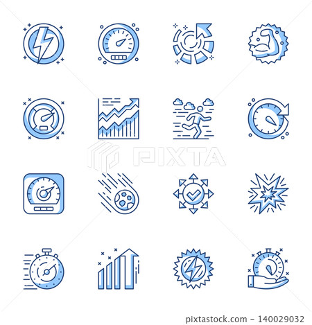 Time management, optimization and productivity linear vector icons set. Progress and organization contour symbols isolated pack. Power, speed, boost thin line illustrations collection Time management, optimization and productivity linear vector icons set. Progress and organization contour symbols isolated pack. Power, speed, boost thin line illustrations collection 140029032
