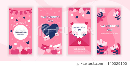 Valentines Day social media stories design templates vector set, backgrounds with copyspace - romantic holiday - backdrop for vertical banner, poster, greeting card - congratulation concept Valentines Day social media stories design templates vector set, backgrounds with copyspace - romantic holiday - backdrop for vertical banner, poster, greeting card - congratulation concept 140029100