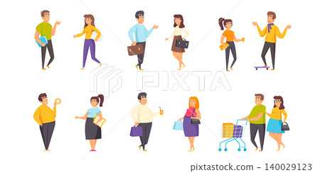 Fat and thin people flat vector illustrations set. Slimness and obesity, body shapes scenes bundle. Shapely and overweight people cartoon characters collection isolated on white background Fat and thin people flat vector illustrations set. Slimness and obesity, body shapes scenes bundle. Shapely and overweight people cartoon characters collection isolated on white background 140029123