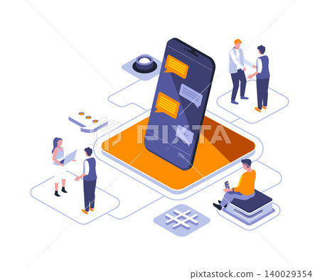 Stay connected isometric landing page vector template. Corporate communication technology website homepage interface illustration layout. Business correspondence web banner isometry concept Stay connected isometric landing page vector template. Corporate communication technology website homepage interface illustration layout. Business correspondence web banner isometry concept 140029354