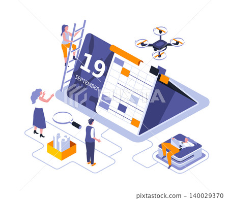 Calendar table isometric landing page vector template. Effective workflow organization website homepage interface illustration layout. Business schedule planning web banner isometry concept Calendar table isometric landing page vector template. Effective workflow organization website homepage interface illustration layout. Business schedule planning web banner isometry concept 140029370