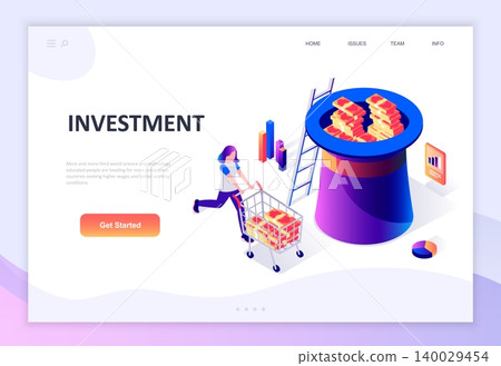 Modern flat design isometric concept of Business Investment decorated people character for website and mobile website development. Isometric landing page template. Vector illustration. Modern flat design isometric concept of Business Investment decorated people character for website and mobile website development. Isometric landing page template. Vector illustration. 140029454